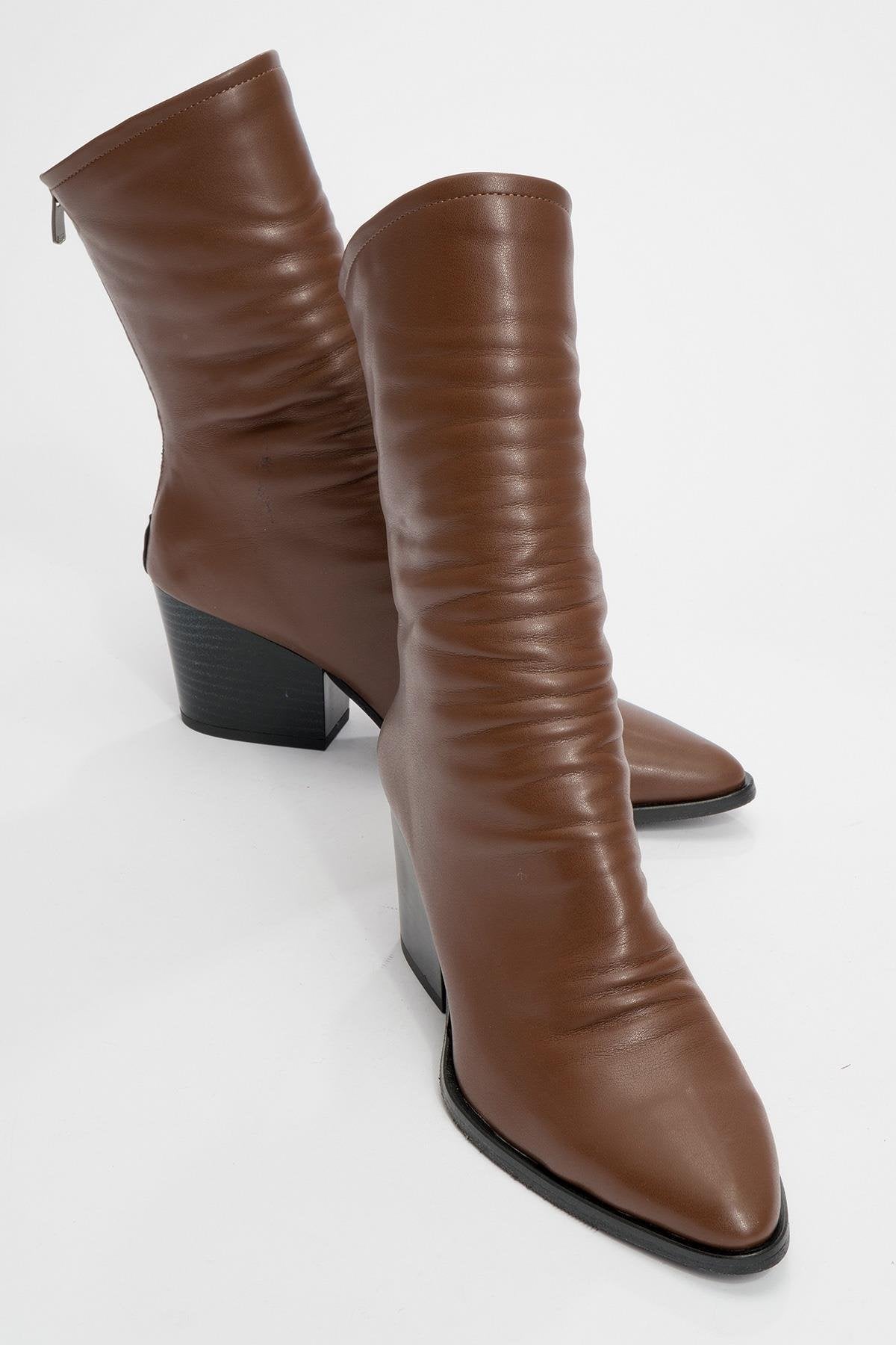 Laval - Bota con tacón de bloque y cremallera trasera Cognac (Mujer)