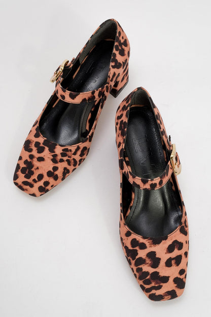 Dolva - Zapatos de tacón grueso Mary Jane con estampado de leopardo (Mujer)