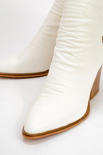 Laval - Bota de tacón en bloque con cremallera trasera blanca (mujer)
