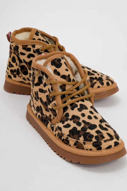 Mingo - Bota deportiva de cordones con estampado de leopardo (Mujer)