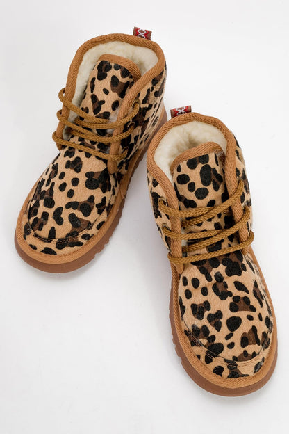 Mingo - Bota deportiva de cordones con estampado de leopardo (Mujer)