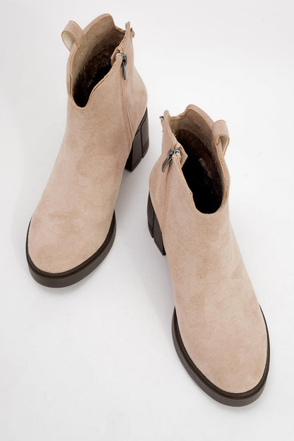 Mier - Botín grueso de ante beige (Mujer)