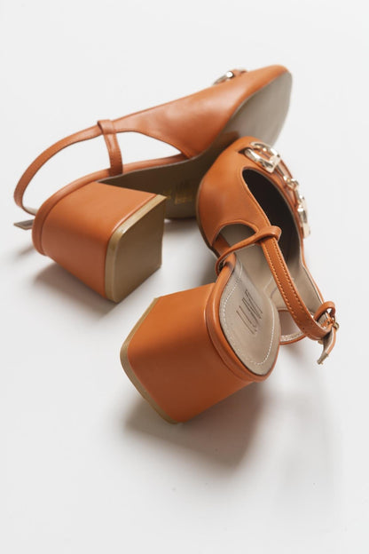 Karol - Zapatos de tacón de bloque naranjas (mujer)