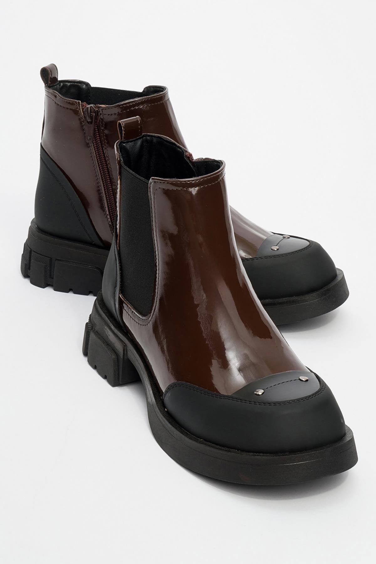 Albia - Brown Patent Zip Boot (Women)
