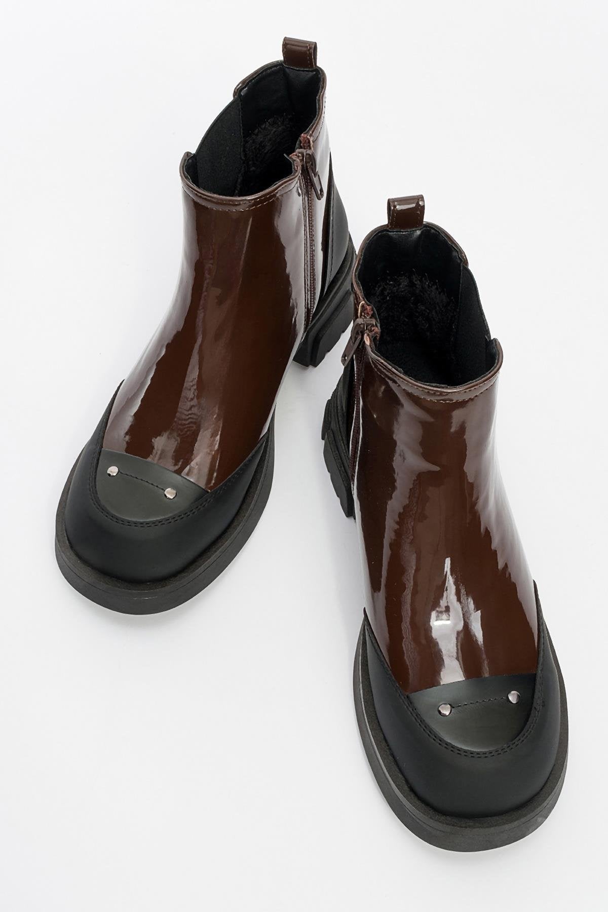 Albia - Brown Patent Zip Boot (Women)