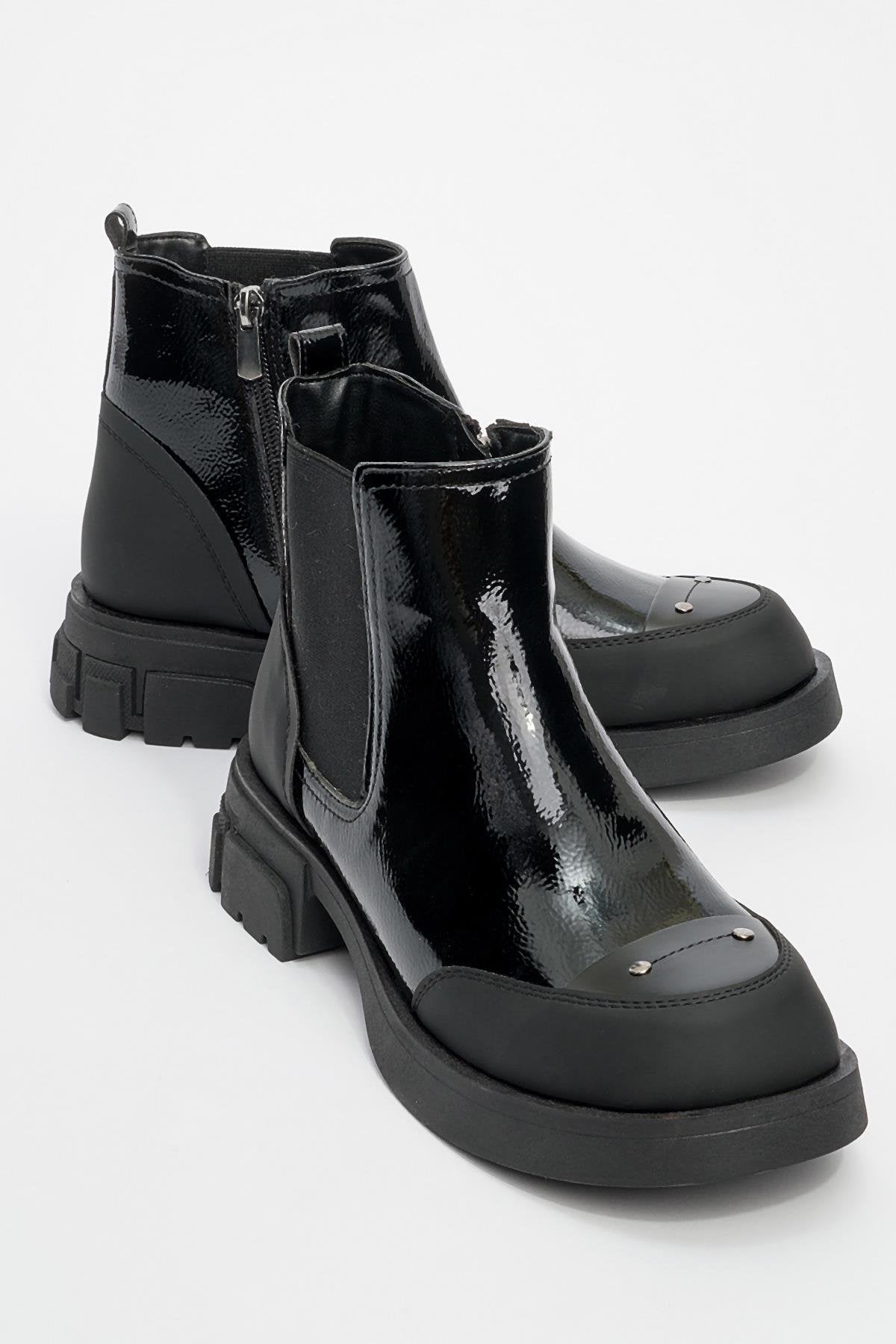Albia - Black Patent Zip Boot (Women)