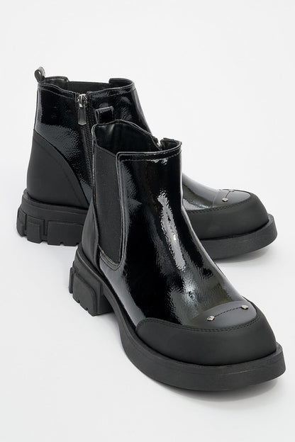 Albia - Black Patent Zip Boot (Women)