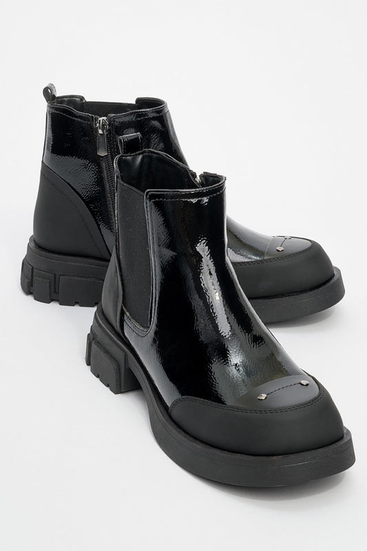 Albia - Black Patent Zip Boot (Women)