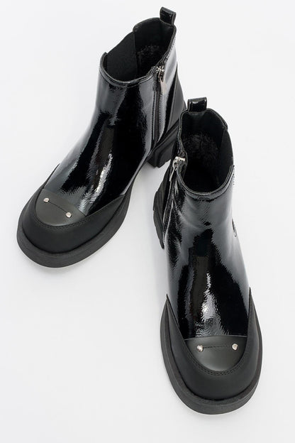 Albia - Black Patent Zip Boot (Women)