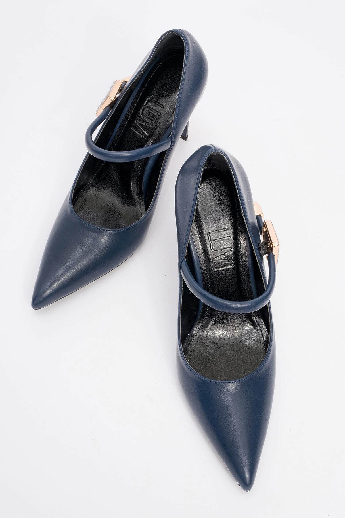 Pattaya - Zapato de tacón de aguja con adornos de piedras de Navy (mujer)