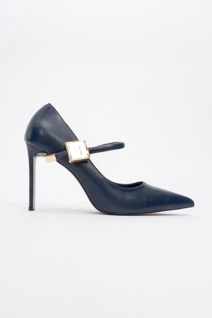 Pattaya - Zapato de tacón de aguja con adornos de piedras de Navy (mujer)