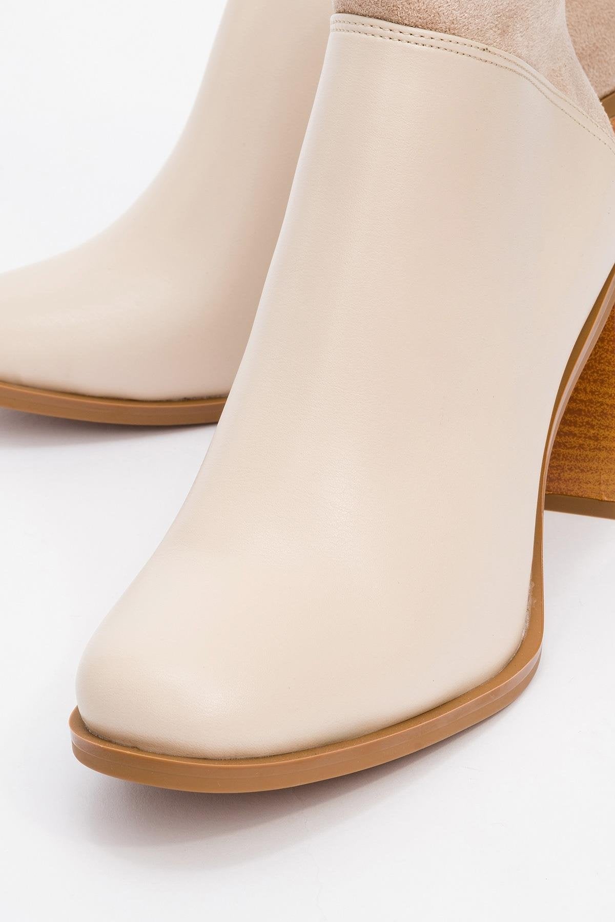 Ropa - Botín con tacón de bloque y cremallera beige (Mujer)