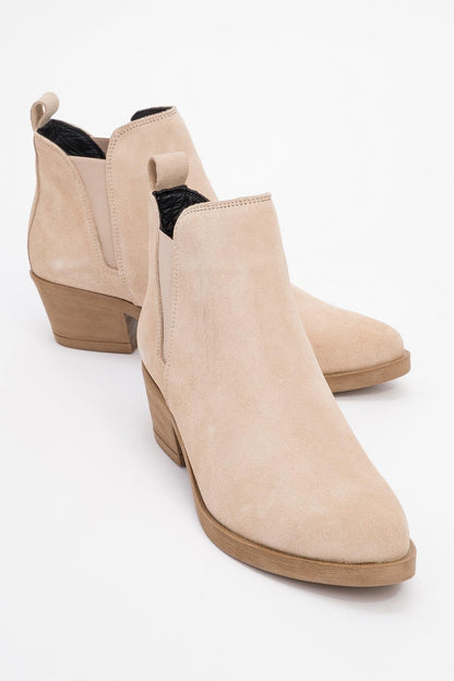 Dovena - Botín de tacón ancho de ante color beige (Mujer)