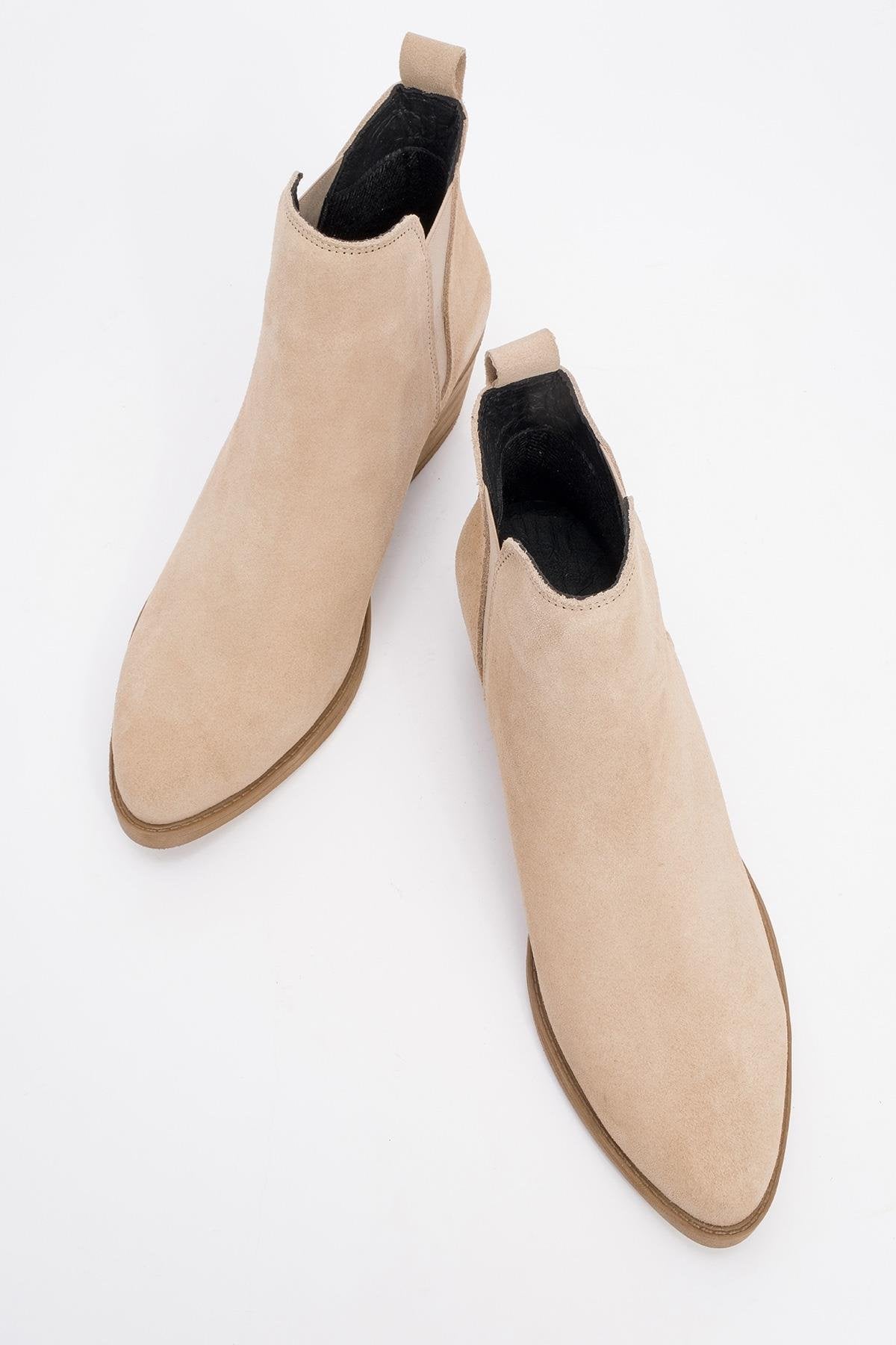 Dovena - Botín de tacón ancho de ante color beige (Mujer)