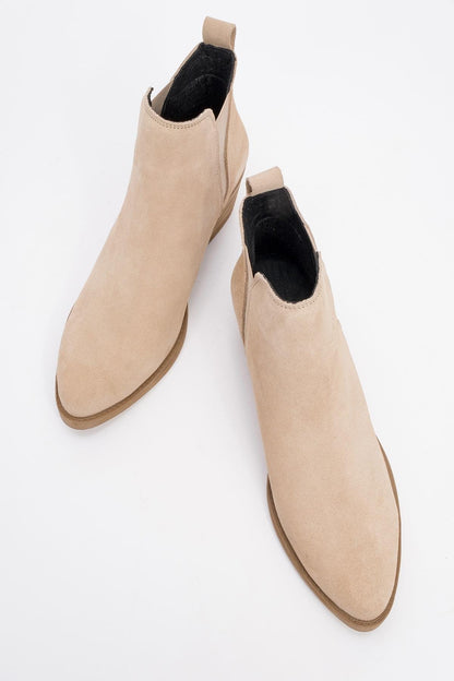 Dovena - Botín de tacón ancho de ante color beige (Mujer)