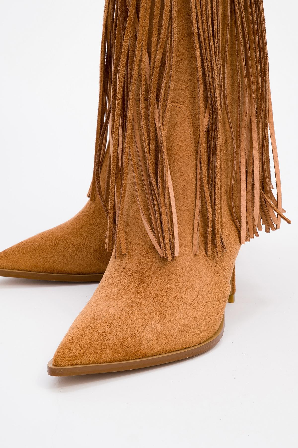 Gueras - Bota con flecos y punta afilada Coñac (Mujer)