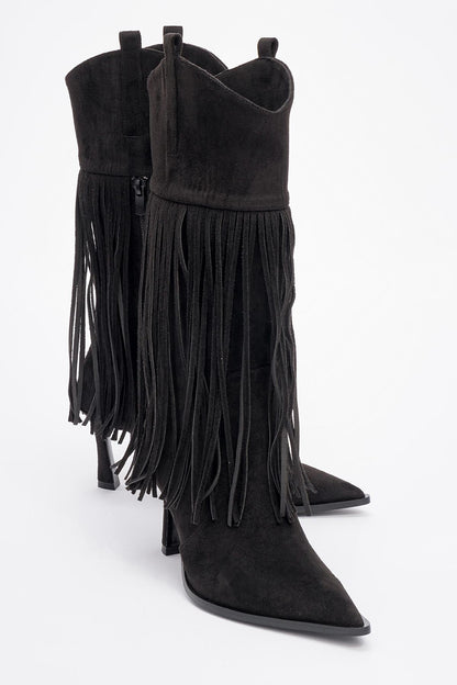 Gueras - Botín de punta con flecos negros (Mujer)