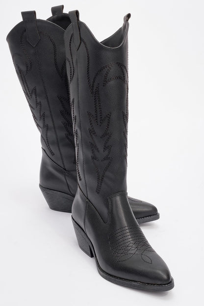 Liana - Bota vaquera negra con tacón de bloque (Mujer)