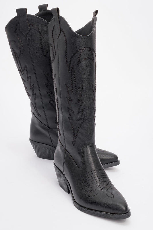 Liana - Bota vaquera negra con tacón de bloque (Mujer)