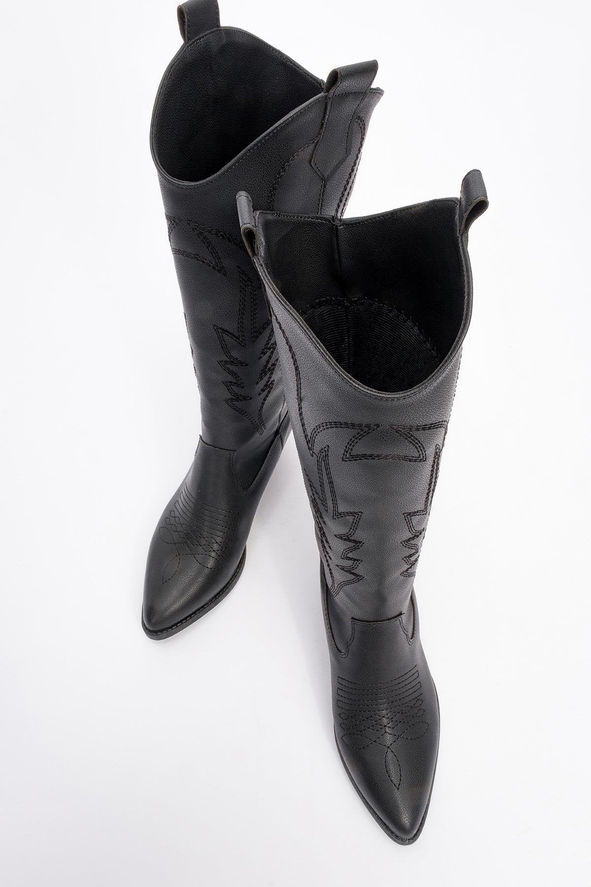 Liana - Bota vaquera negra con tacón de bloque (Mujer)
