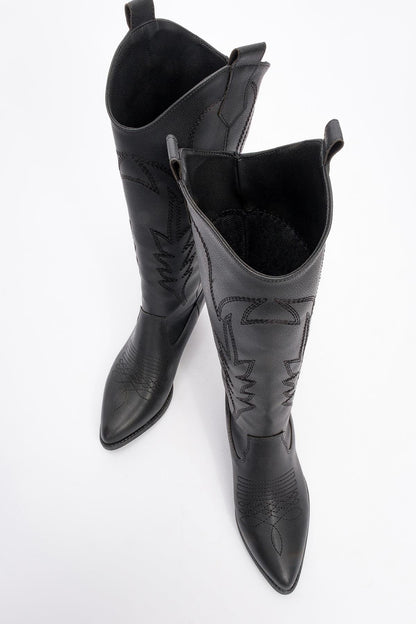 Liana - Bota vaquera negra con tacón de bloque (Mujer)