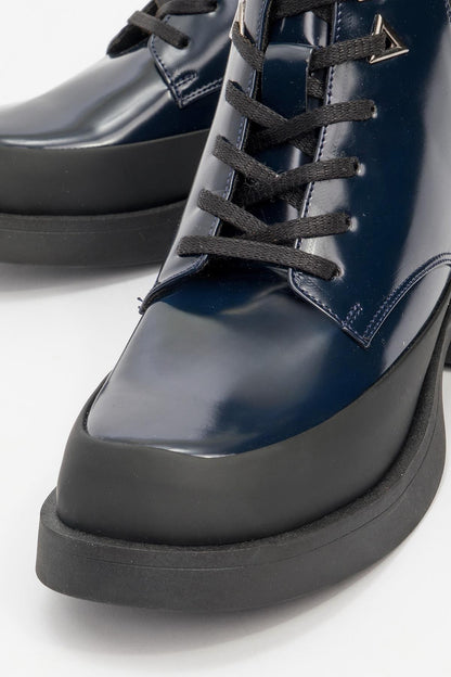Challo - Bota de Combate Elástica de Patente Azul Marino (Mujer)