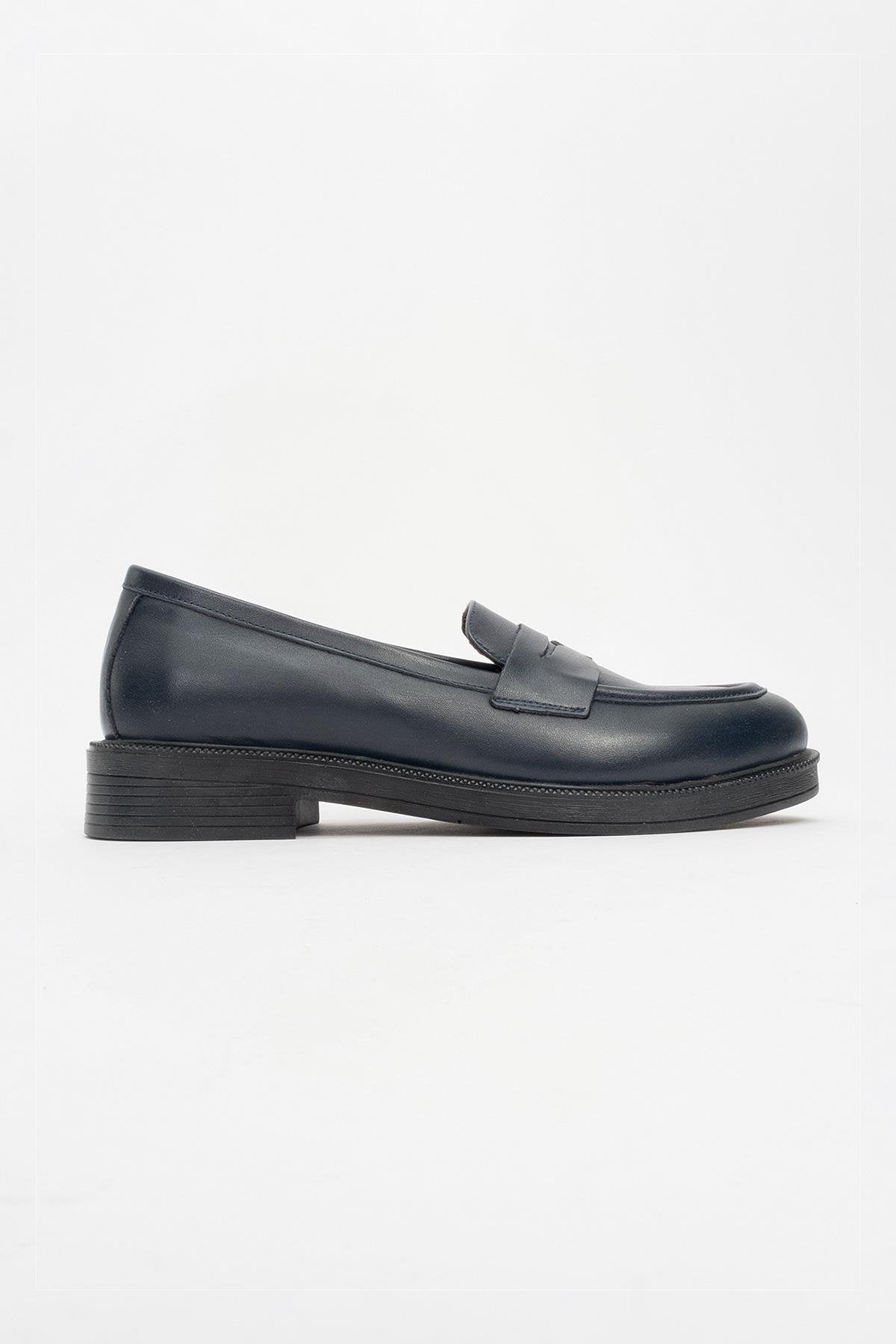 Bree - Mocasines con plataforma de cuero color azul marino (Mujer)