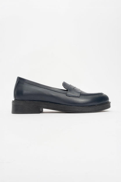 Bree - Mocasines con plataforma de cuero color azul marino (Mujer)