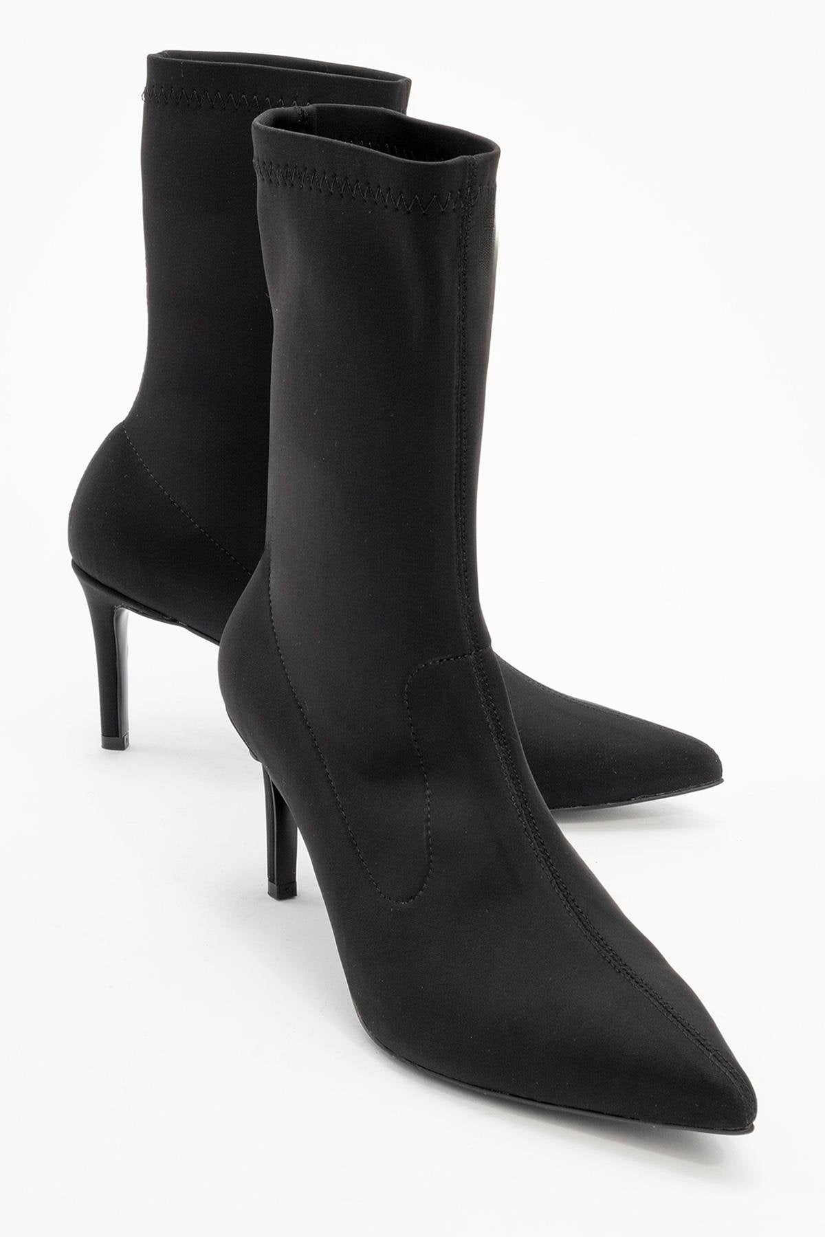 Thalin - Bota stiletto negra elástica con cremallera lateral (mujer)