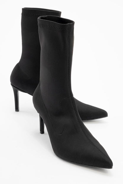 Thalin - Bota stiletto negra elástica con cremallera lateral (mujer)