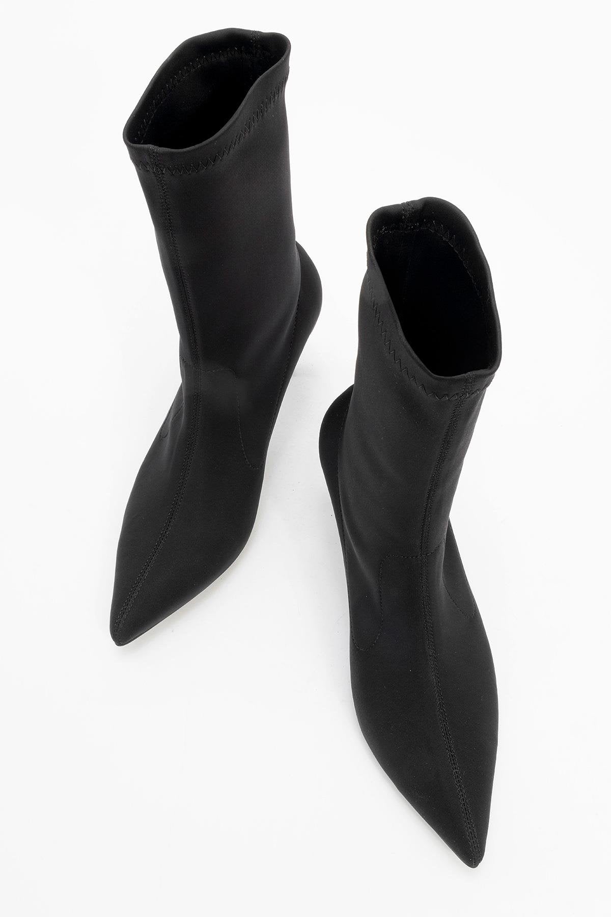 Thalin - Bota stiletto negra elástica con cremallera lateral (mujer)