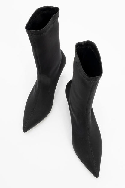 Thalin - Bota stiletto negra elástica con cremallera lateral (mujer)