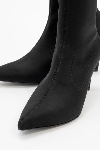 Thalin - Bota stiletto negra elástica con cremallera lateral (mujer)