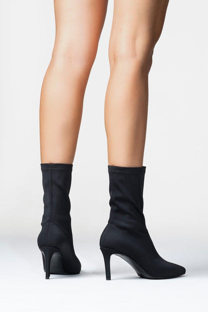Thalin - Bota stiletto negra elástica con cremallera lateral (mujer)