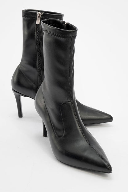 Thalin - Bota de tacón de aguja con cremallera lateral negra (Mujer)