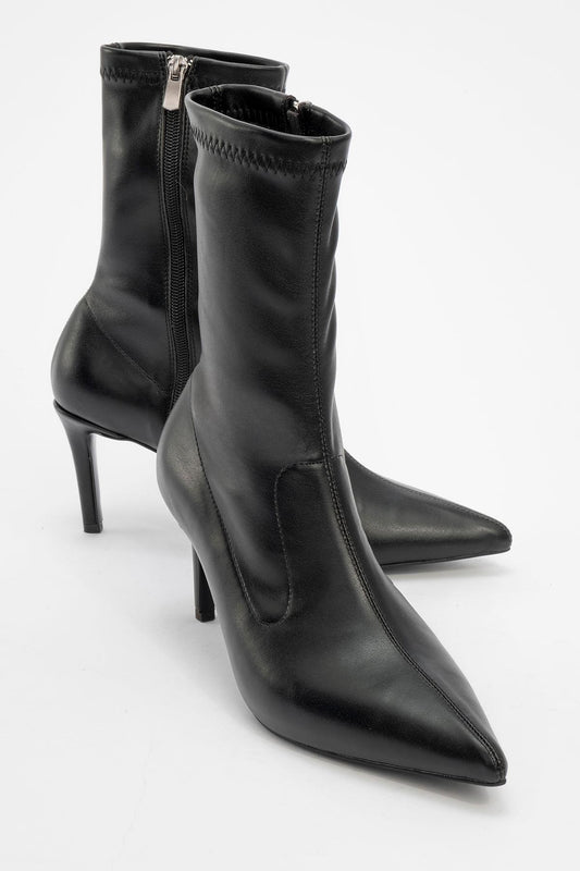 Thalin - Bota de tacón de aguja con cremallera lateral negra (Mujer)