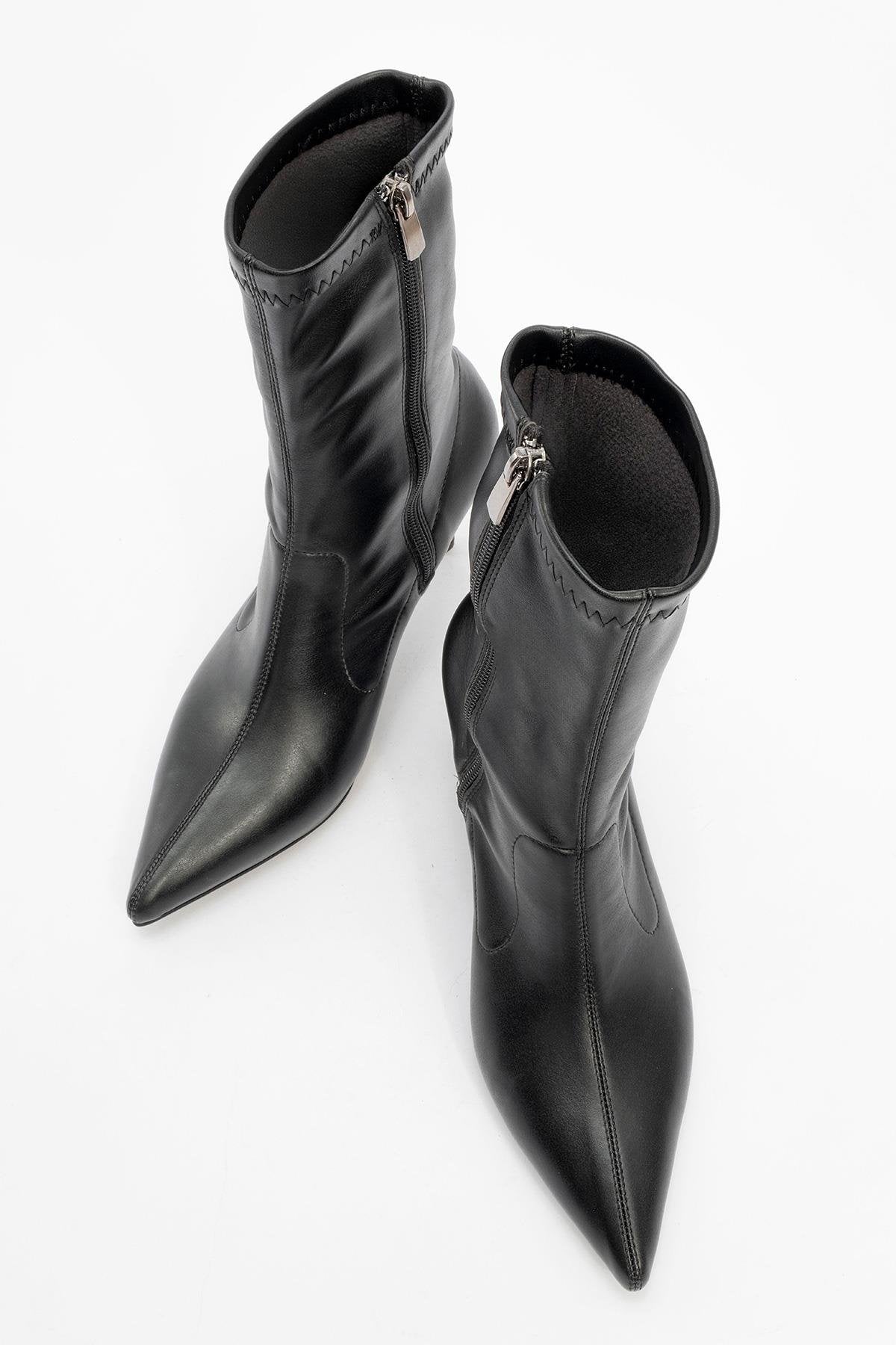 Thalin - Bota de tacón de aguja con cremallera lateral negra (Mujer)