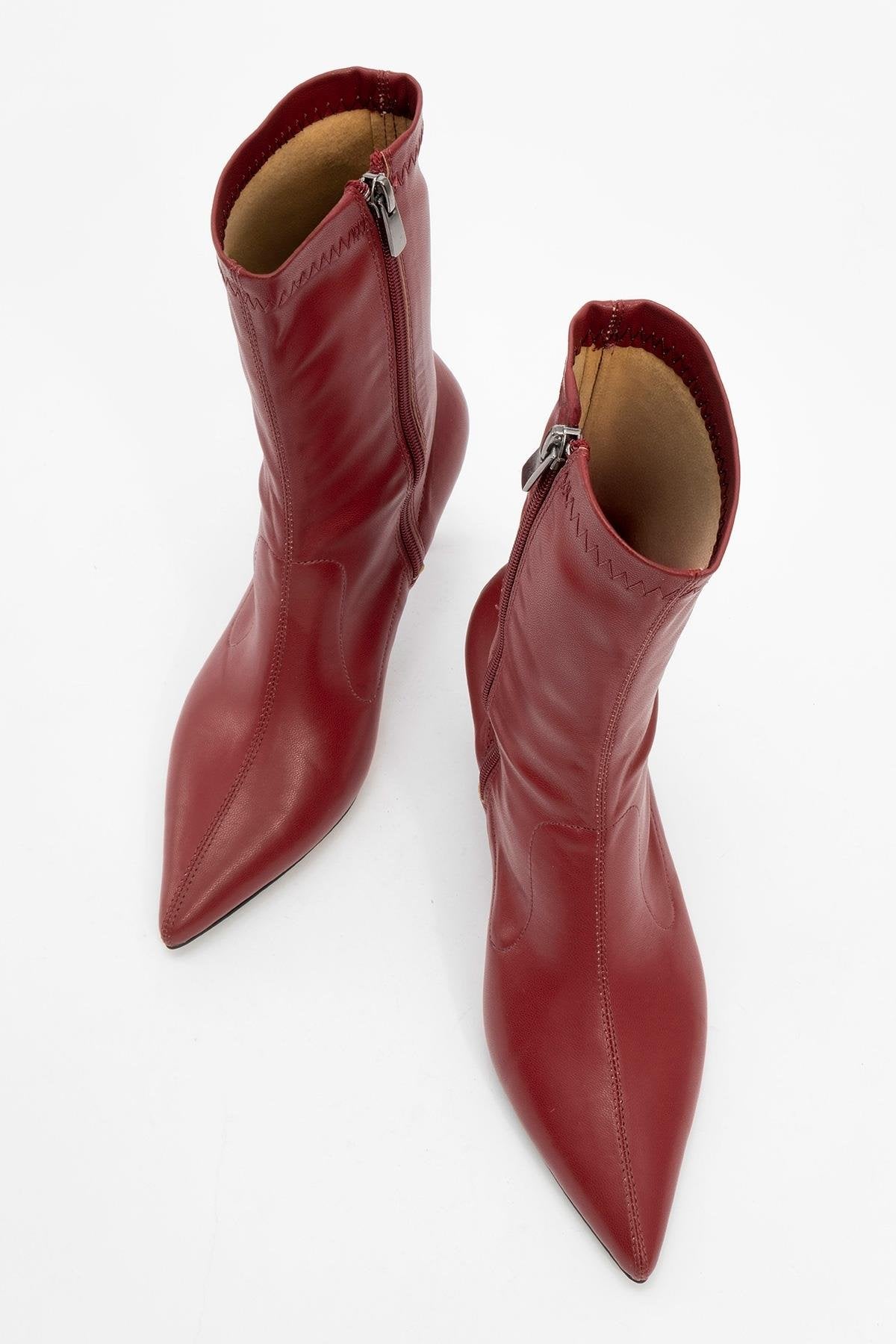Thalin - Burgundy Velvet Side-Zip Stiletto Boot (Women)