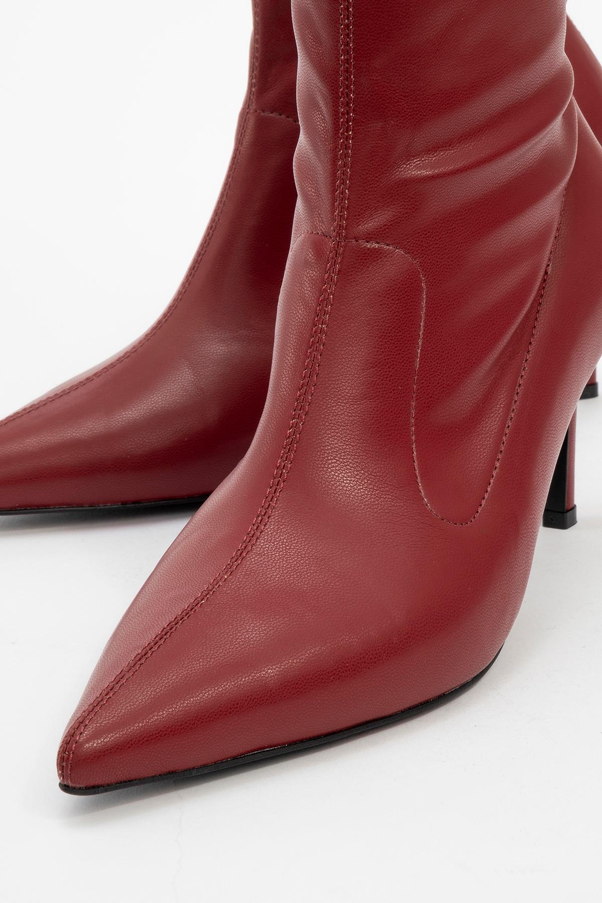 Thalin - Burgundy Velvet Side-Zip Stiletto Boot (Women)