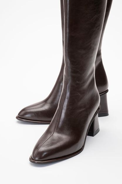 Paradis - Bota alta de tacón grueso color marrón (mujer)