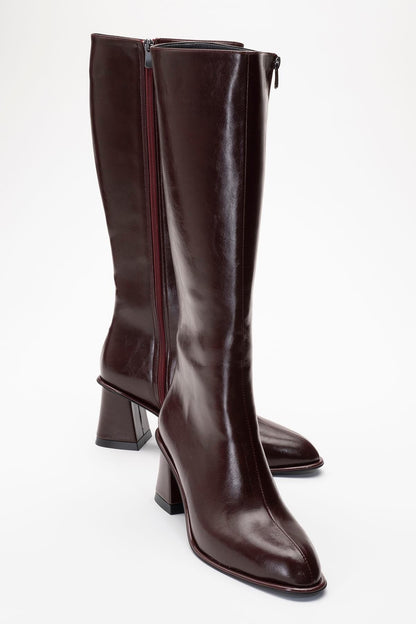 Paradis - Bota alta de tacón grueso Burgundy (Mujer)
