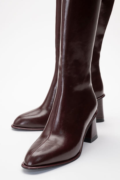 Paradis - Bota alta de tacón grueso Burgundy (Mujer)