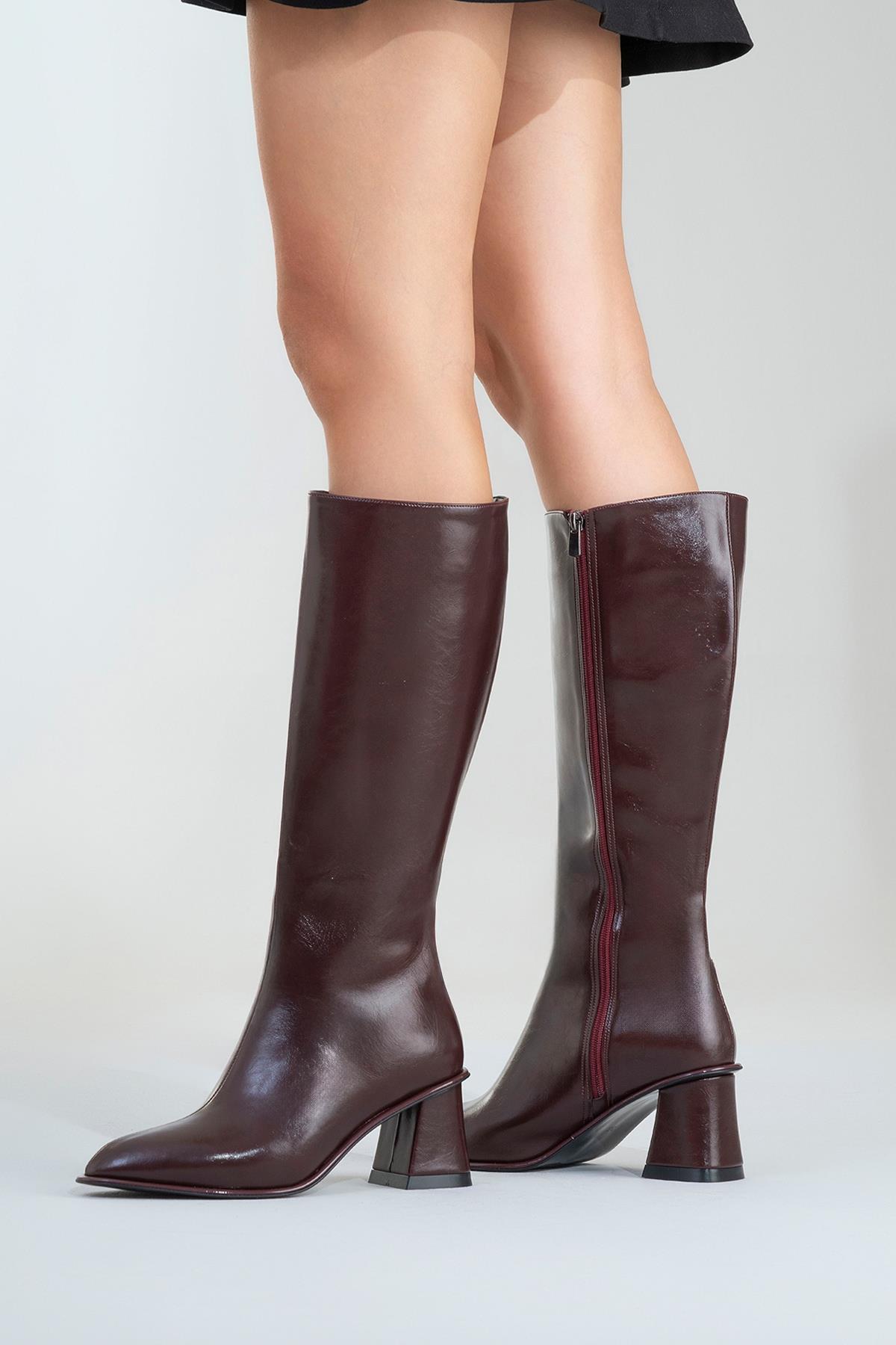 Paradis - Bota alta de tacón grueso Burgundy (Mujer)