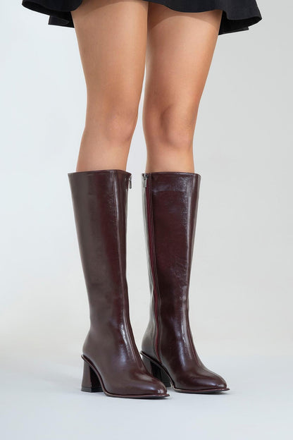 Paradis - Bota alta de tacón grueso Burgundy (Mujer)