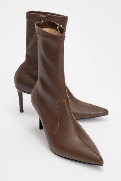 Thalin - Botín Stiletto Marrón con Cremallera Lateral (Mujer)