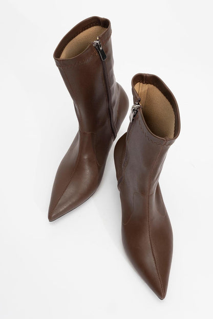 Thalin - Botín Stiletto Marrón con Cremallera Lateral (Mujer)