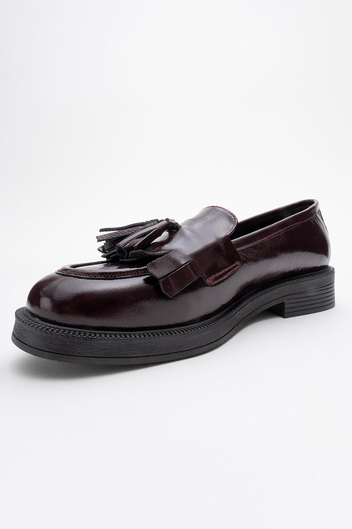 Milly - Burgundy Patent Leather Tassel Loafers