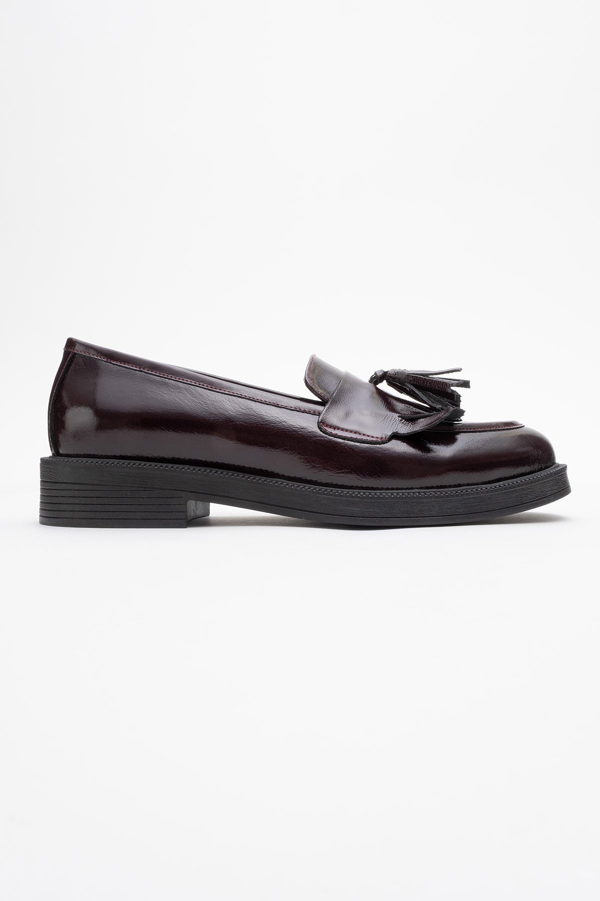 Milly - Burgundy Patent Leather Tassel Loafers