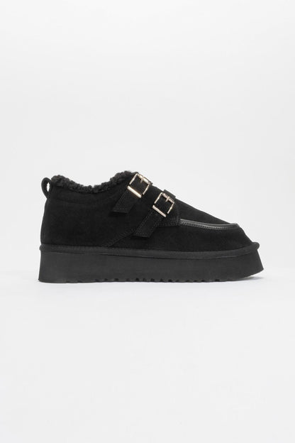 Assos - Botín de piel con tacón y pelo, negro (Mujer)