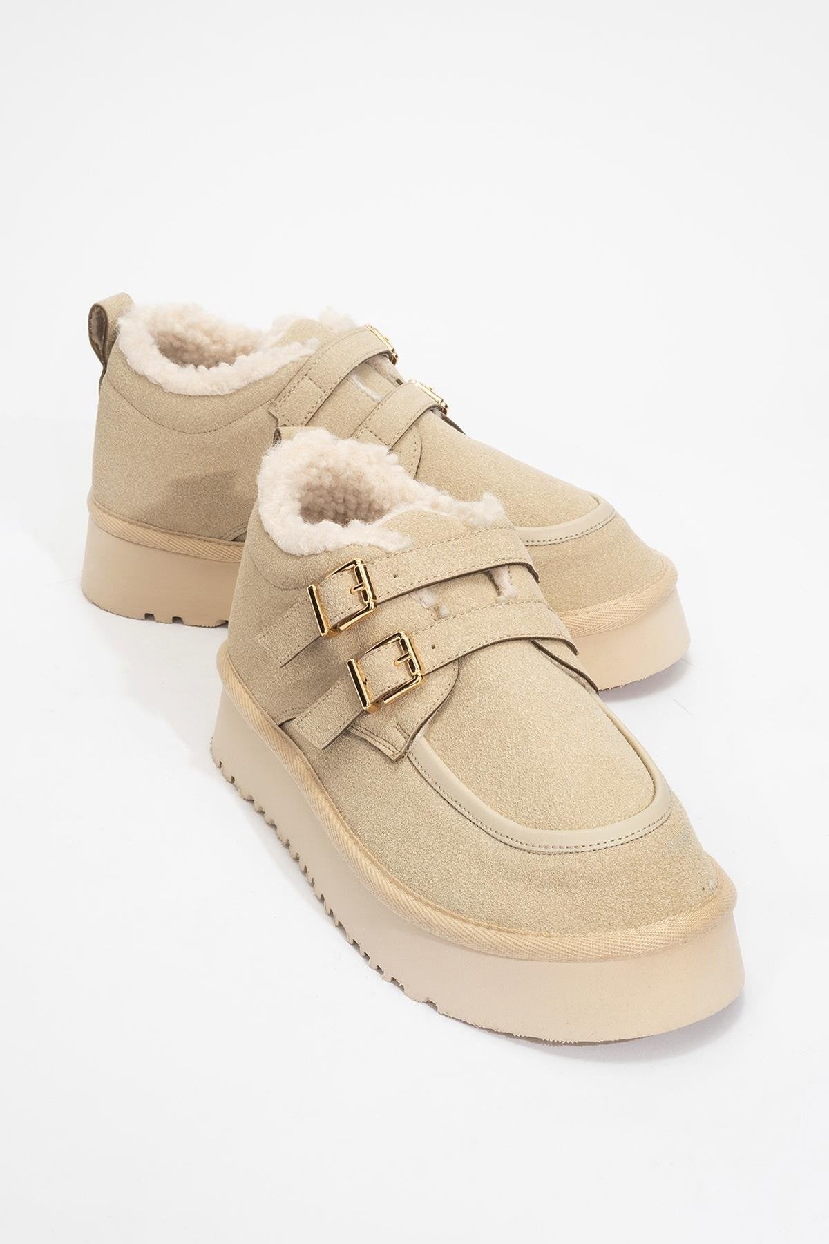 Assos - Botín de gamuza beige con pelo (Mujer)